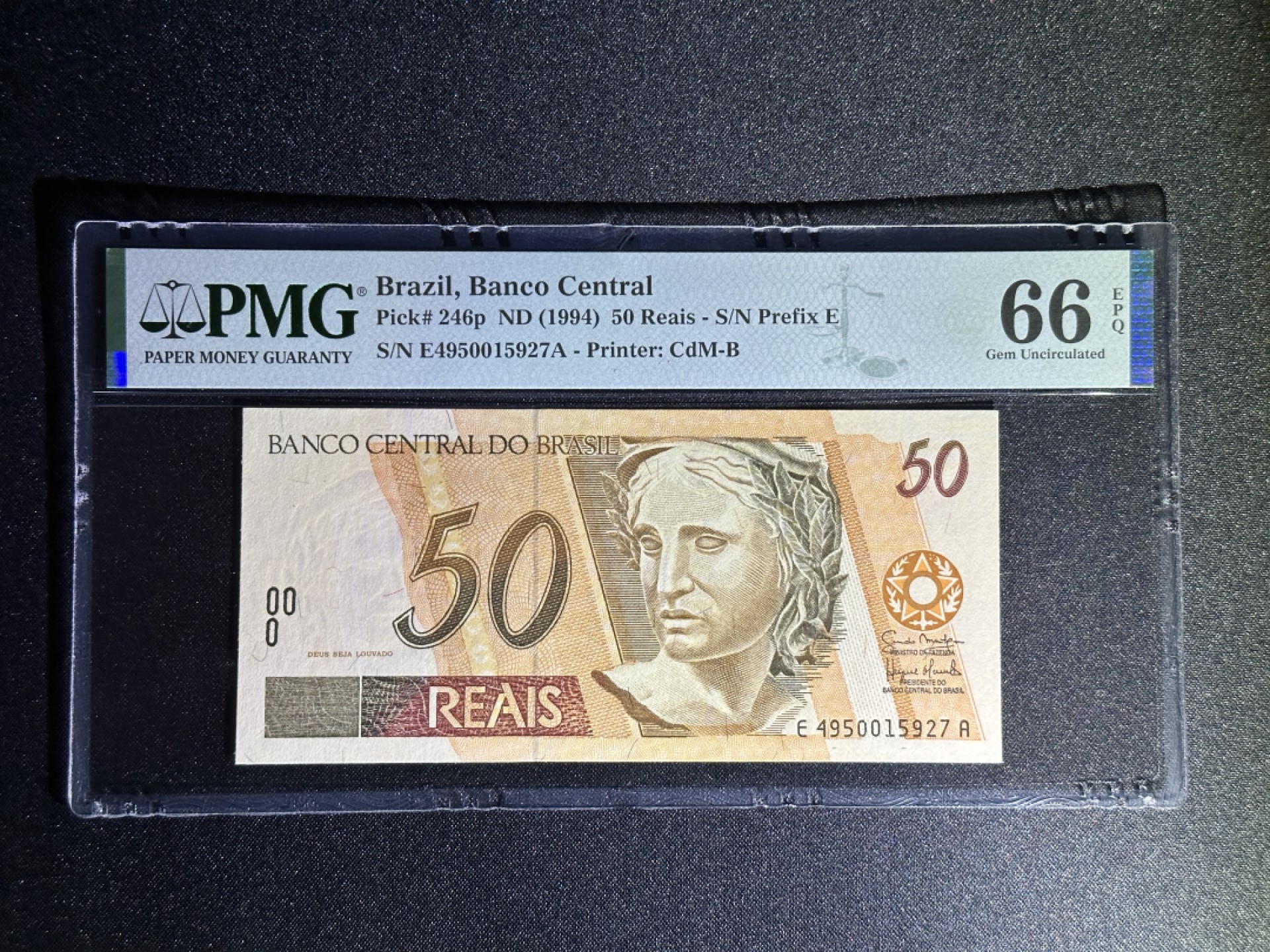 《张总收藏》78期——女王精品 巴西50雷亚尔 PMG66E 1994年版 亚军分 冠军分仅4张