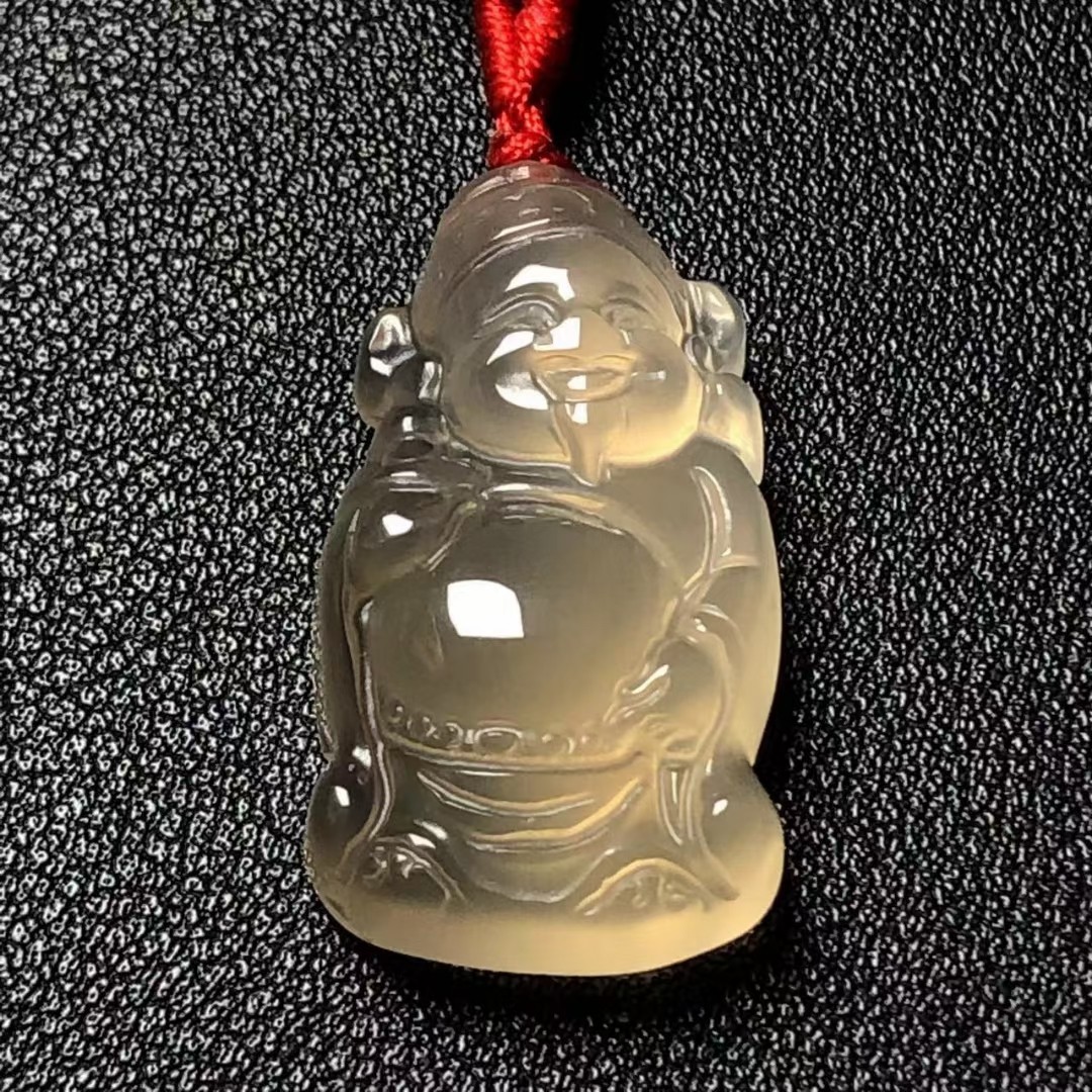 天然冰种吊坠玉髓老坑玛瑙迷你财神爷小吊坠玉石招财挂件玉挂件坠