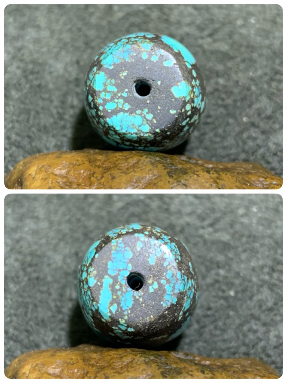 十堰原矿三无高瓷暴力蓝网花松石桶珠一颗