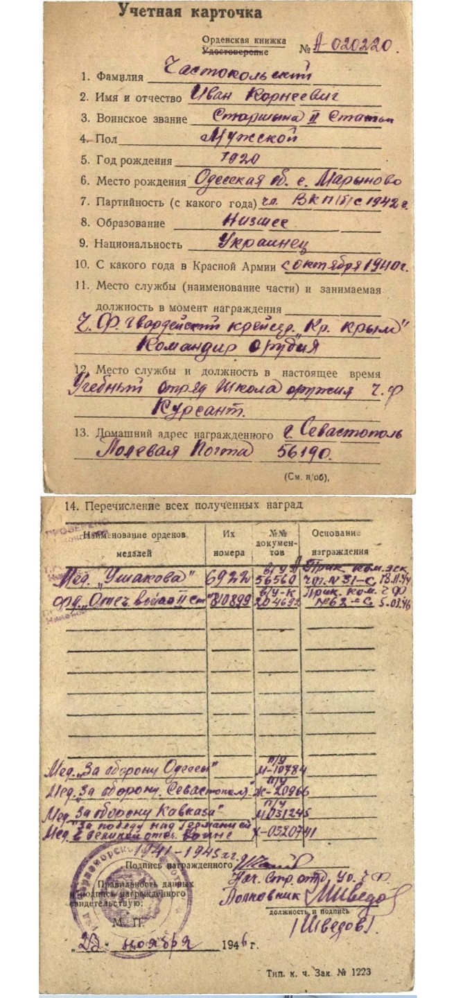 大猫徽章拍卖第207期 43二卫    巡洋舰“红色克里木”号炮长 海军南弓骑士得主 有登记卡