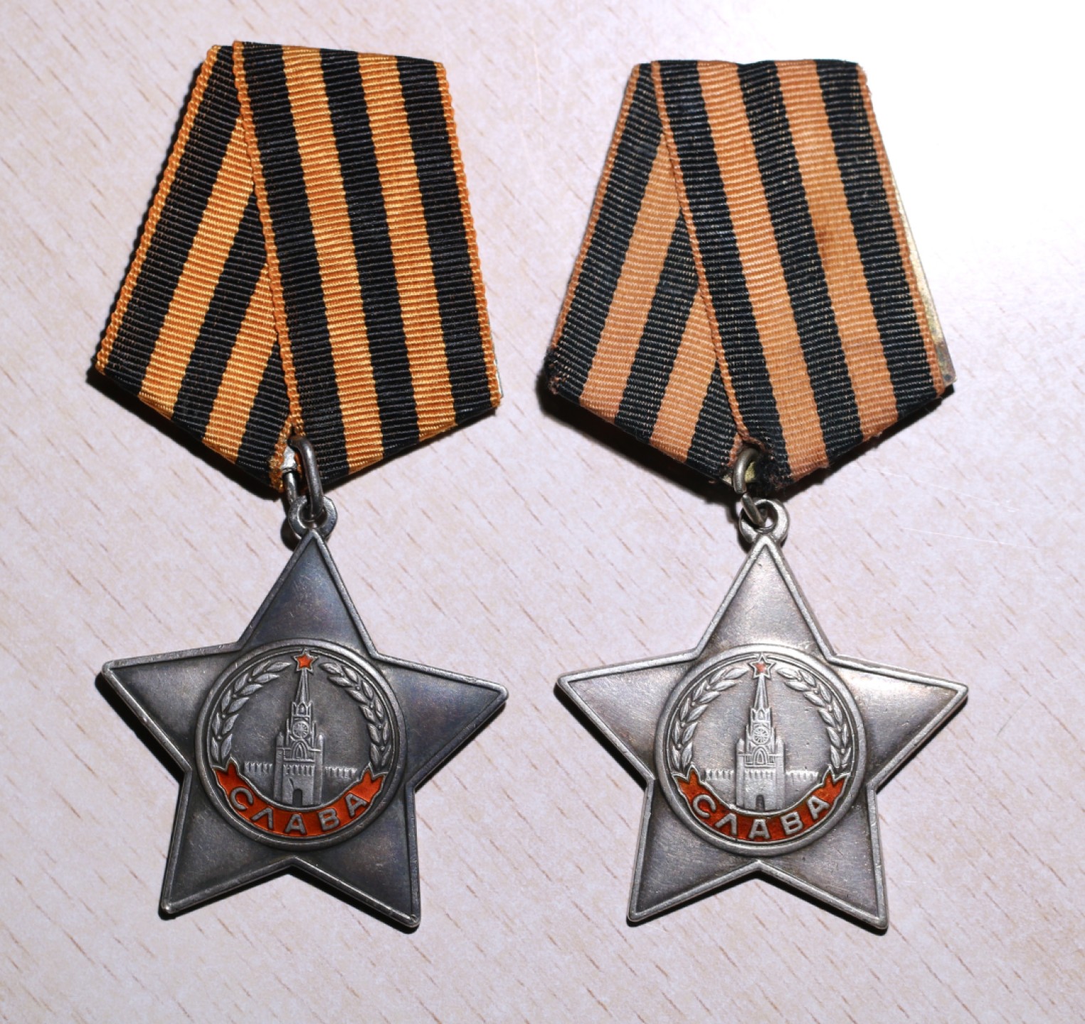 大猫徽章拍卖第207期 苏联三级军事光荣勋章一对 银质好品