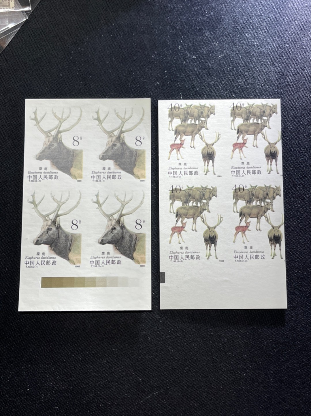 洪涛臻品 精选邮票限时拍卖第七十二期 T132麋鹿新全 四方连带色标！ 边纸小瑕疵