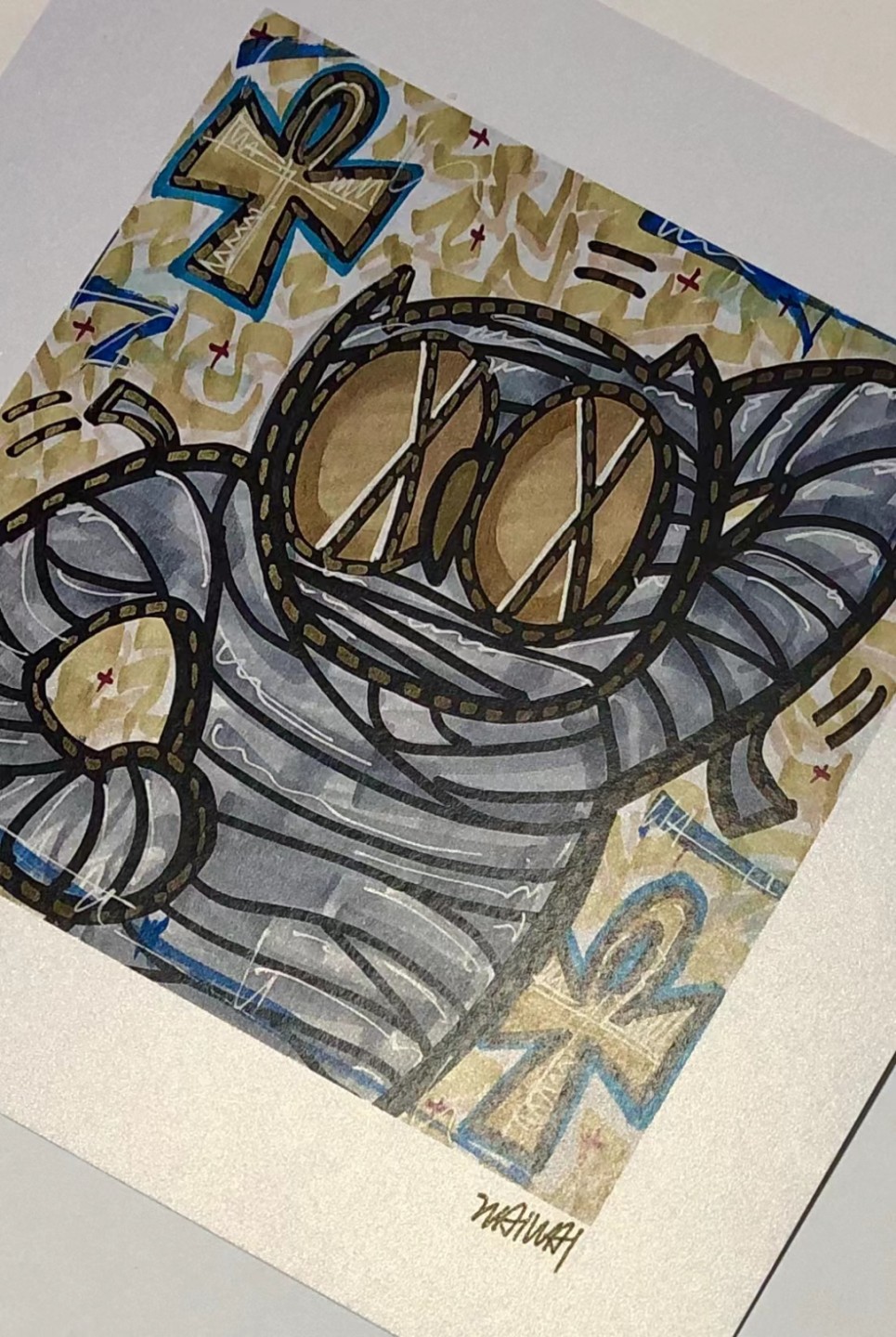 零元拍：歪歪亲笔签名 OWSON系列限量插画复制画《木乃伊》