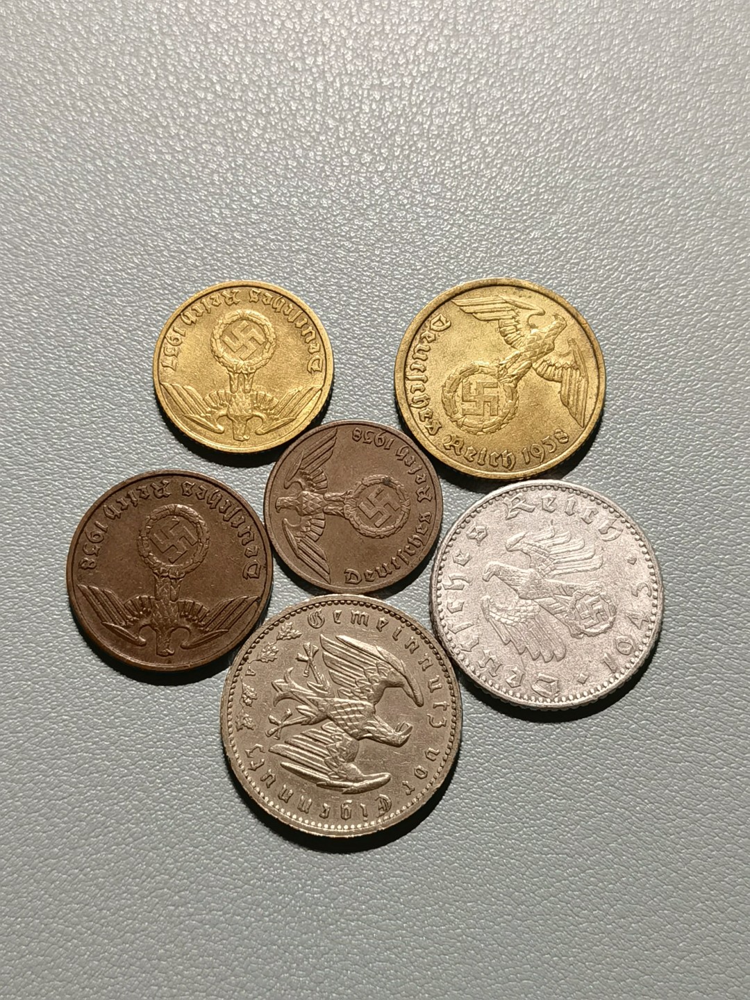 乐享宝藏20121106期专场 德国二战时期硬币1,2,5,10,50芬尼，1马克