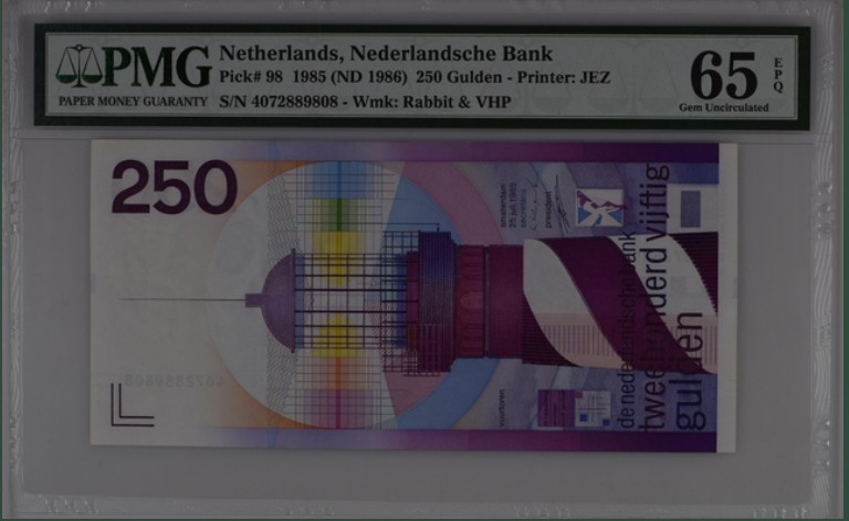 收藏联盟Quantum Auction 第205期拍卖 荷兰1985年250盾 PMG65 灯塔