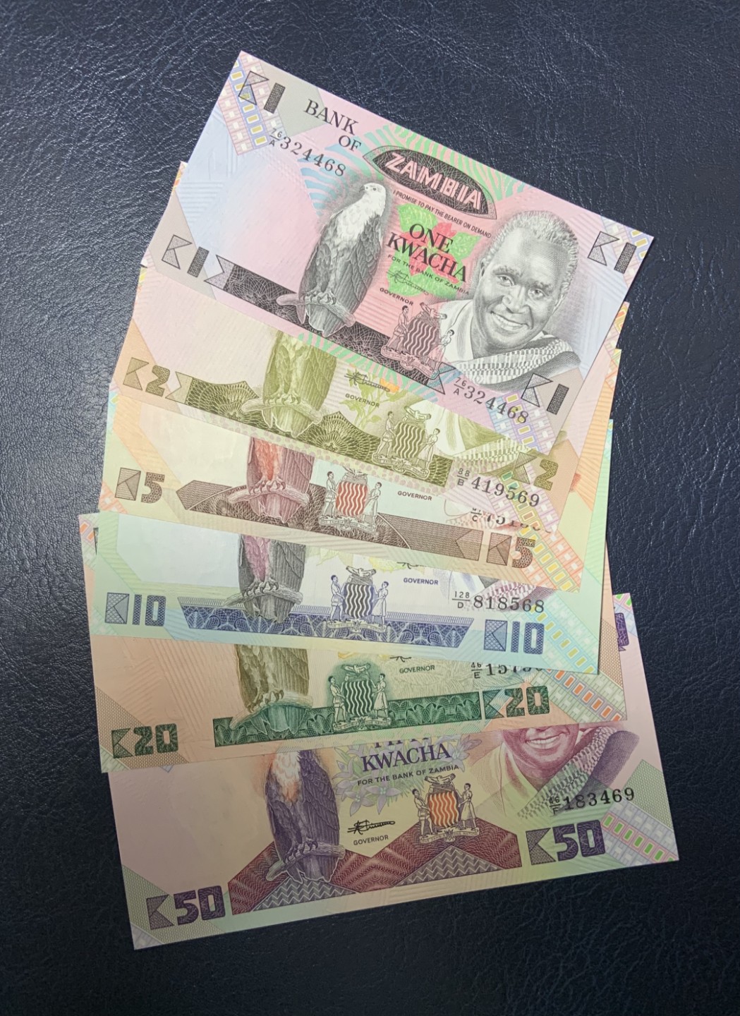 收藏联盟Quantum Auction 第205期拍卖 赞比亚1980-88年1-50克瓦查 品相全新UNC 双面雕刻