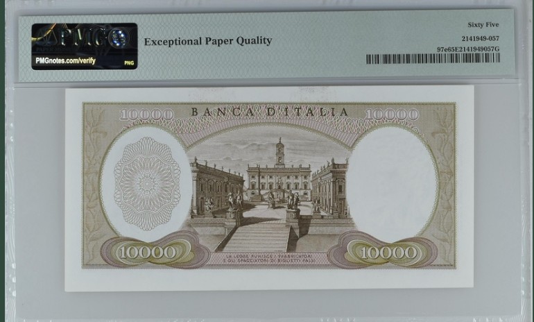 收藏联盟Quantum Auction 第205期拍卖 意大利1970年10000里拉 PMG65 米开朗基罗