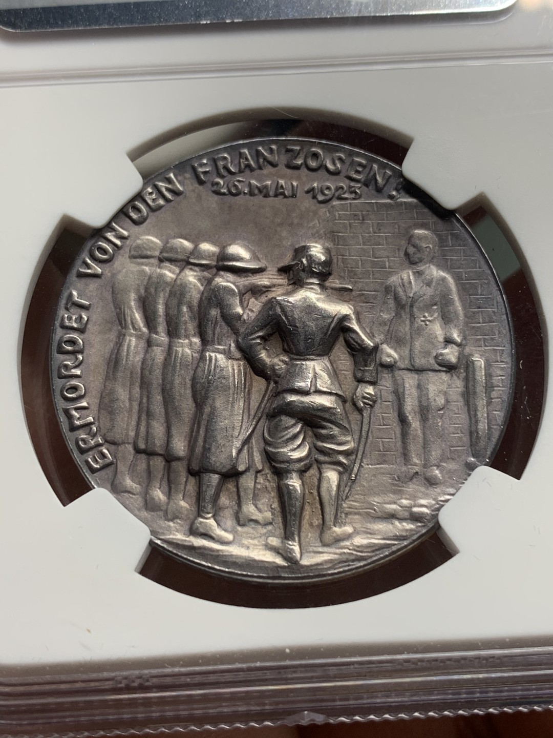 《竞宝斋》第113场-周日，周一 ，2场连拍（全场包邮） NGC-MS62，卡尔歌茨雕刻银章，1923年民族英雄施拉格特银章，少见好品，上海N严评