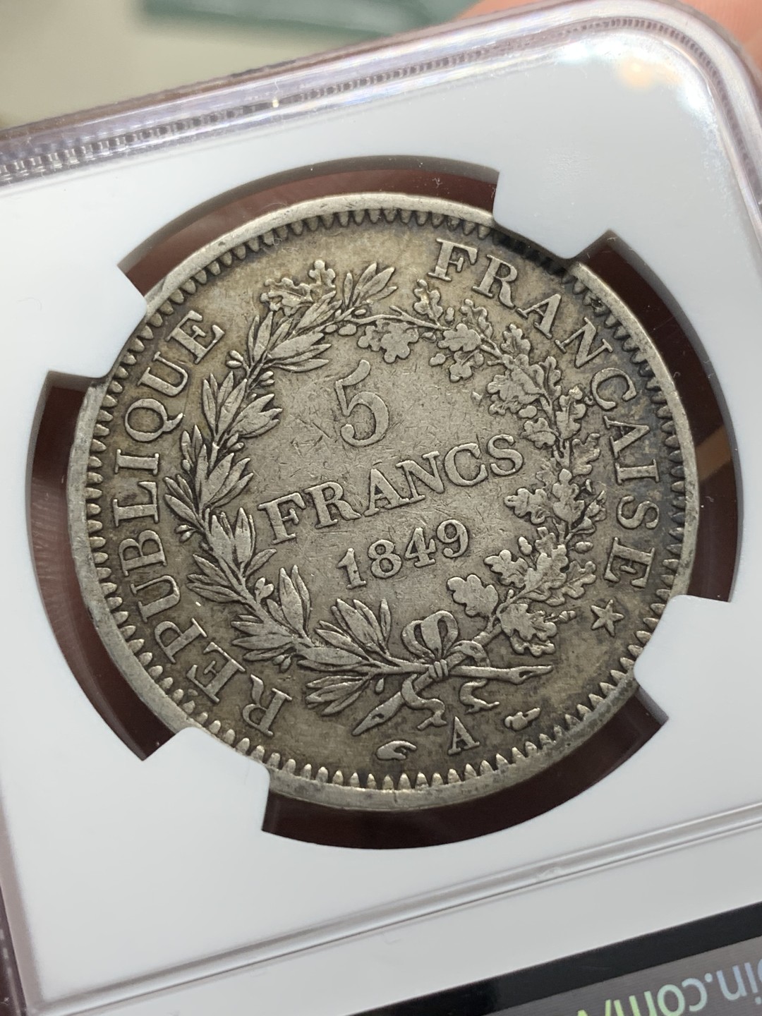 《竞宝斋》第113场-周日，周一 ，2场连拍（全场包邮） NGC-XF45 法国1849年 早期大力神 5法郎大银币 原味好品