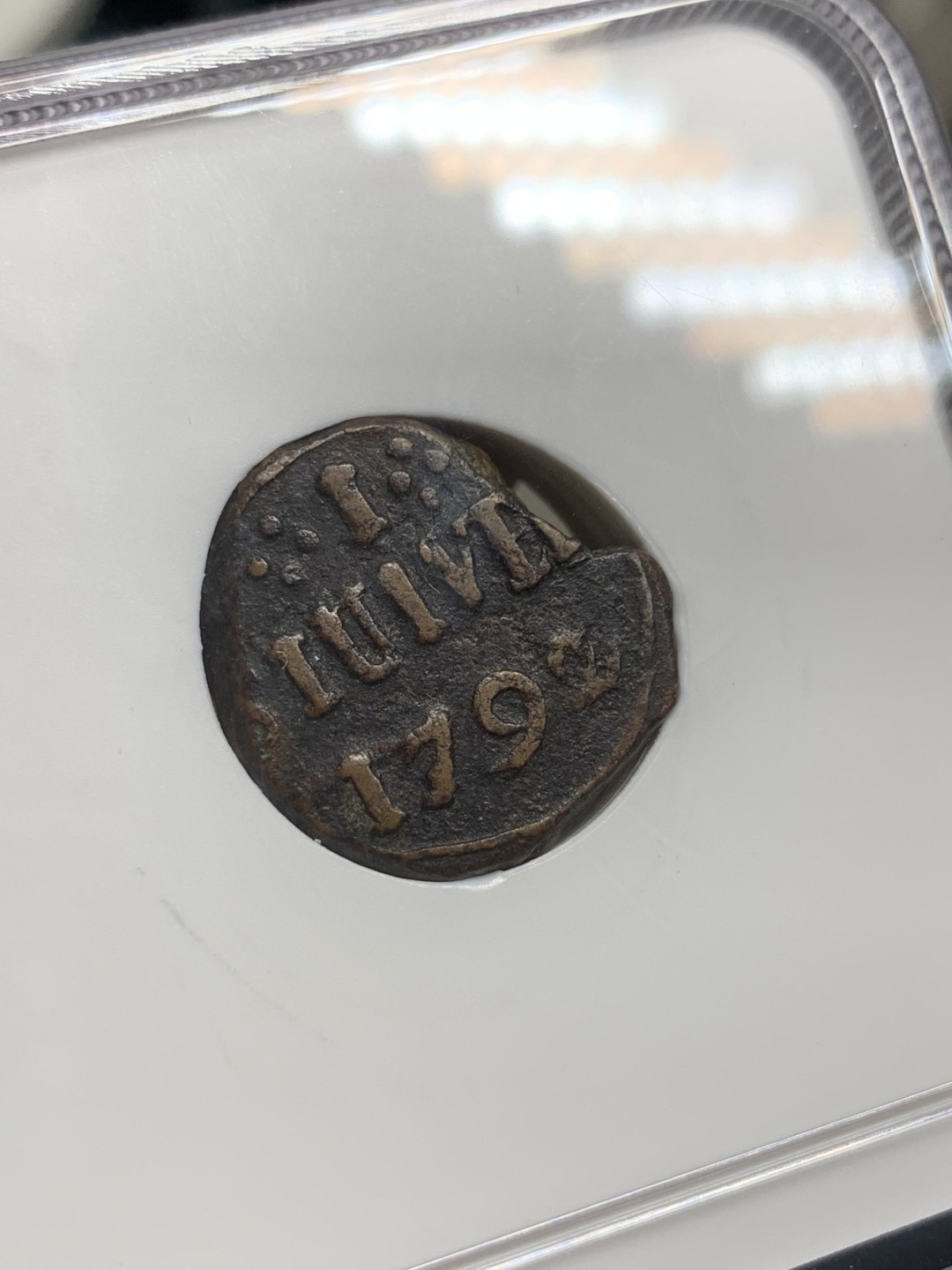 《竞宝斋》第113场-周日，周一 ，2场连拍（全场包邮） 唯一冠军分 NGC-VF20 锡兰1792年 1S铜板 荷属殖民地的铜币 非常稀少普遍都是环境污染 能出分就属于万里挑一了