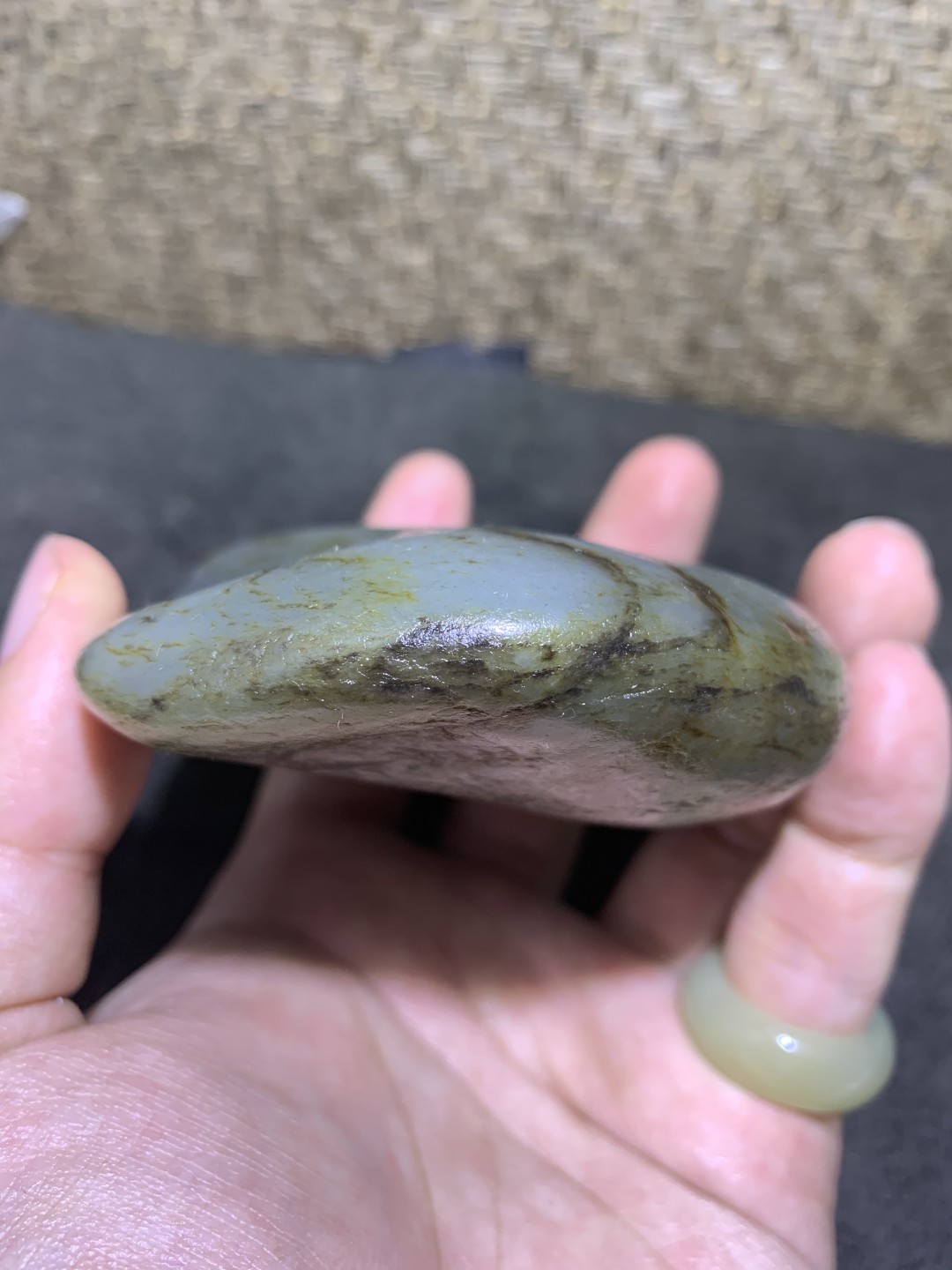 特色和田玉细肉青花独籽把件料独籽一颗