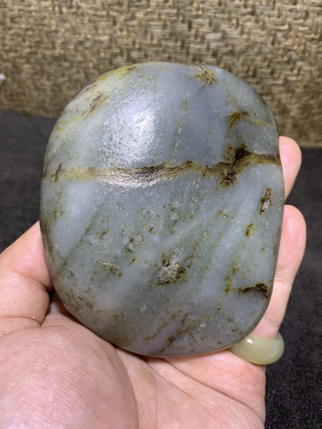 特色和田玉细肉青花独籽把件料独籽一颗