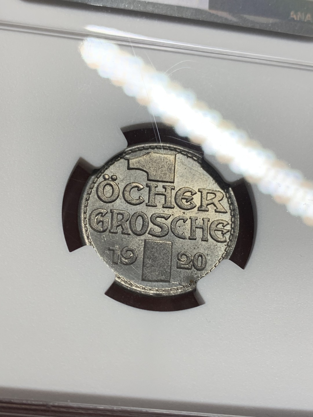 《竞宝斋》第113场-周日，周一 ，2场连拍（全场包邮） NGC-MS64 德紧 德国亚琛1920年老妇人1格罗申铁币