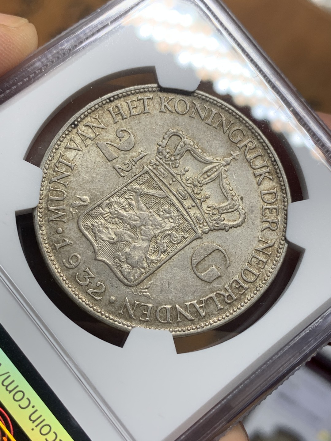 《竞宝斋》第113场-周日，周一 ，2场连拍（全场包邮） NGC-MS62 荷兰1932年 威廉米娜女王2.5盾 大银币 好品原味