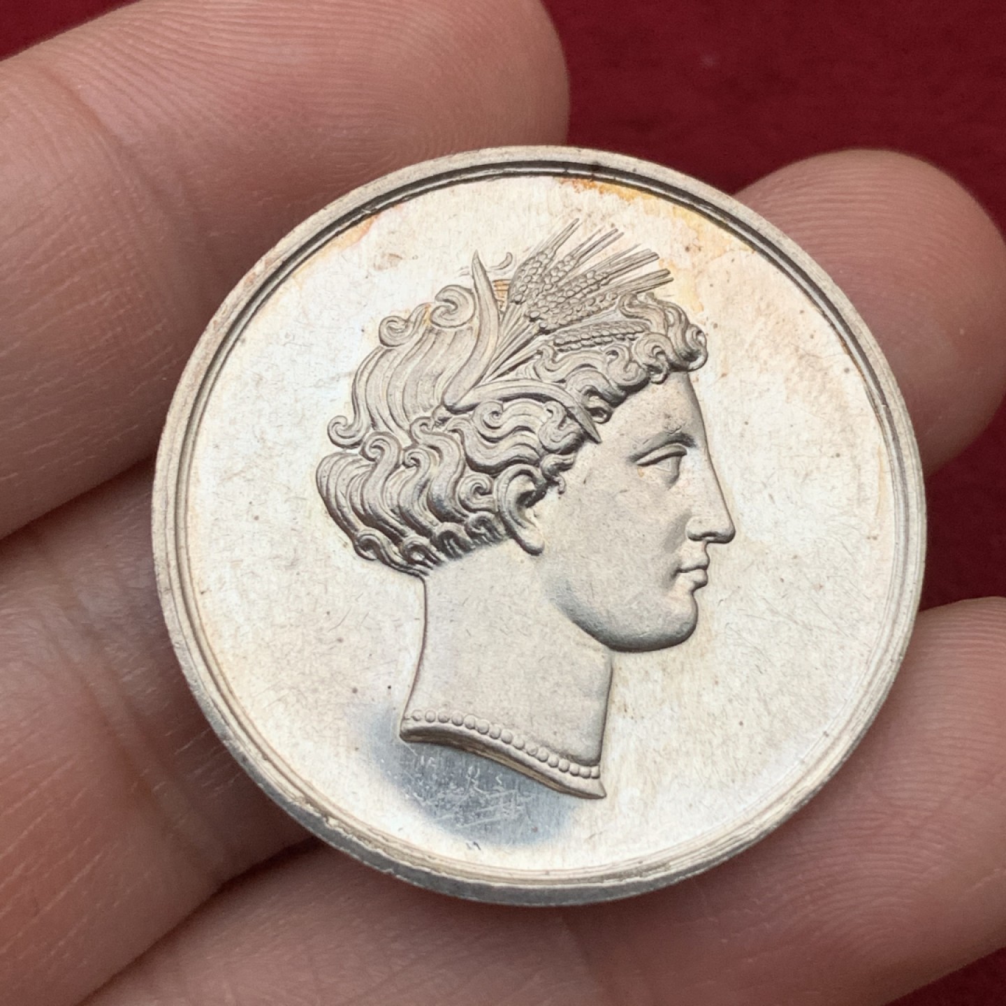 《竞宝斋》第113场-周日，周一 ，2场连拍（全场包邮） 法国女神头像农业协会银章，边铭丰饶角AR，重量13.6g，直径33mm，BU原光镜面感