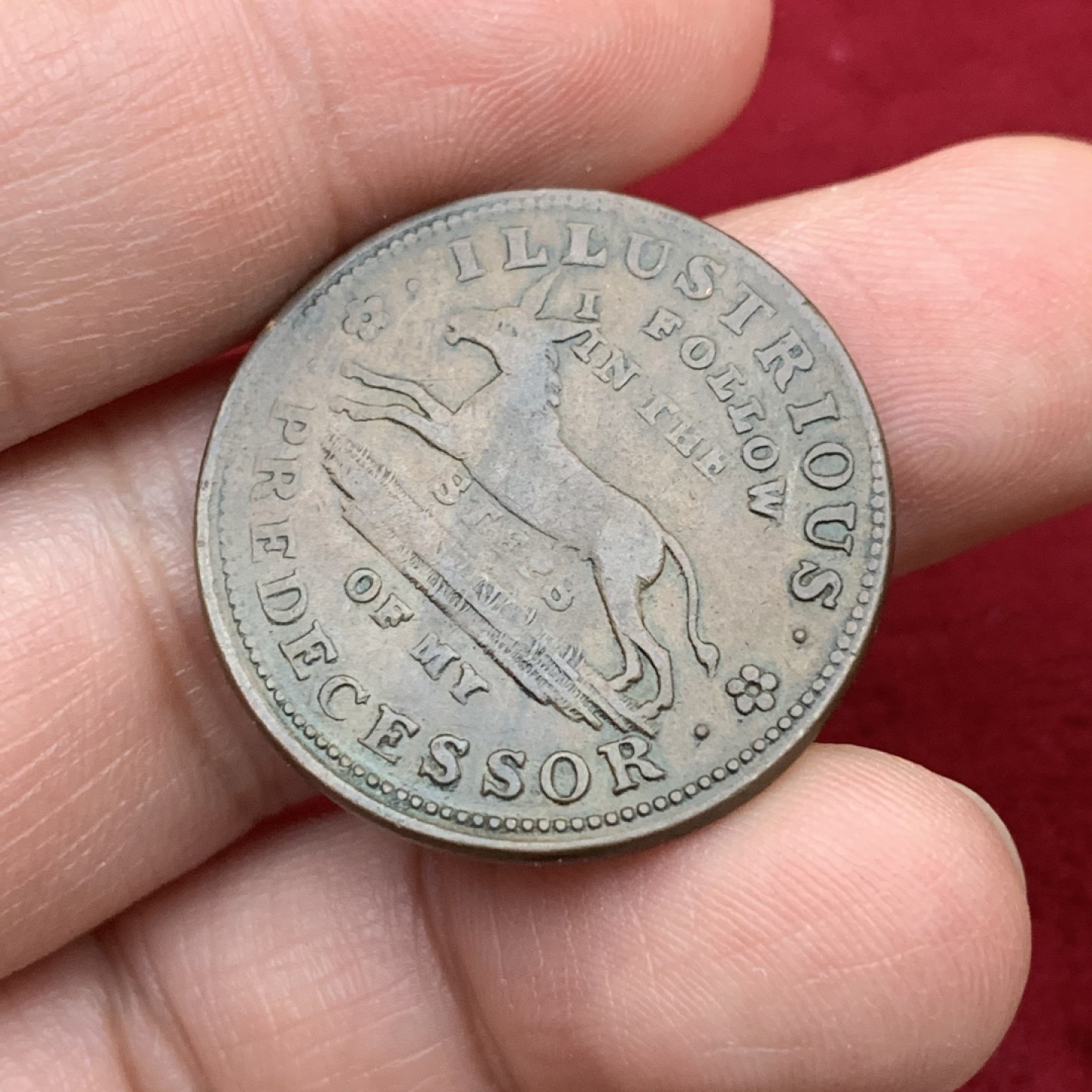 《竞宝斋》第113场-周日，周一 ，2场连拍（全场包邮） 美国 1837年 艰难时代 代用币 TOKEN 28.75mm直径 非常 厚重，1837作为美国第一次大萧条的首年，用来讽刺杰克逊和马林·范布伦 比较有意义