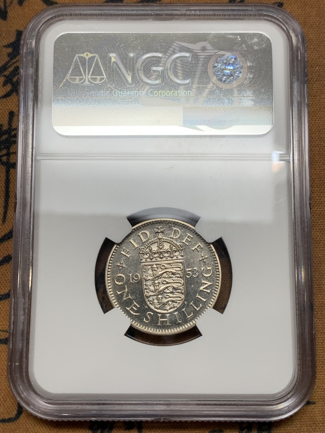 《竞宝斋》第113场-周日，周一 ，2场连拍（全场包邮） NGC PF66 1953英国伊丽莎白加冕首年精制1先令（english），PF66顶级品相