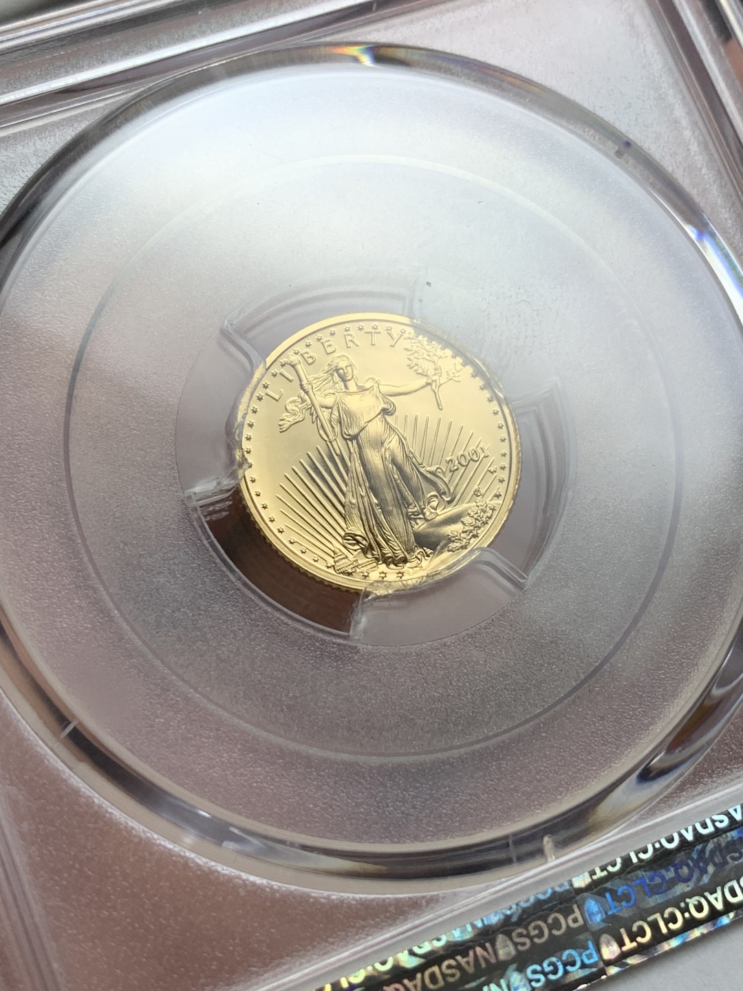 《竞宝斋》第113场-周日，周一 ，2场连拍（全场包邮） PCGS PR70DCAM 2001-W 美国 精制双鹰5美元金币 完美冠军分 PCGS价格指南3706元