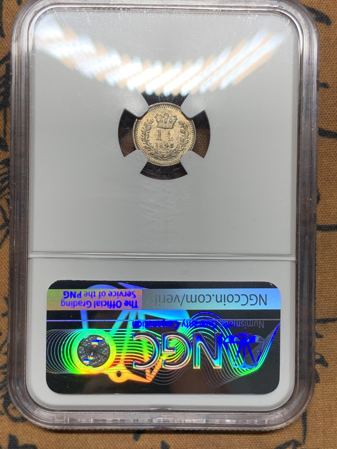 《竞宝斋》第113场-周日，周一 ，2场连拍（全场包邮） NGC MS-63 英国维多利亚 1843年 1.5便士，银币，高分好品相