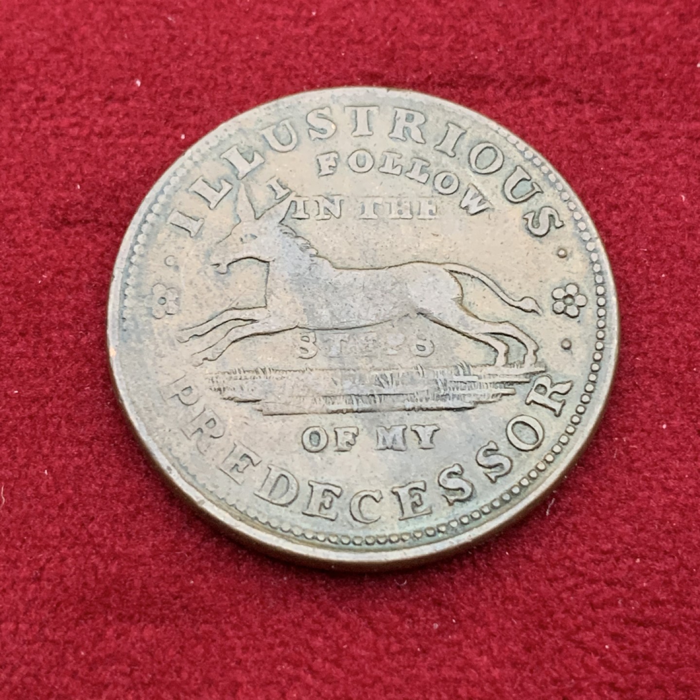 《竞宝斋》第113场-周日，周一 ，2场连拍（全场包邮） 美国 1837年 艰难时代 代用币 TOKEN 28.75mm直径 非常 厚重，1837作为美国第一次大萧条的首年，用来讽刺杰克逊和马林·范布伦 比较有意义