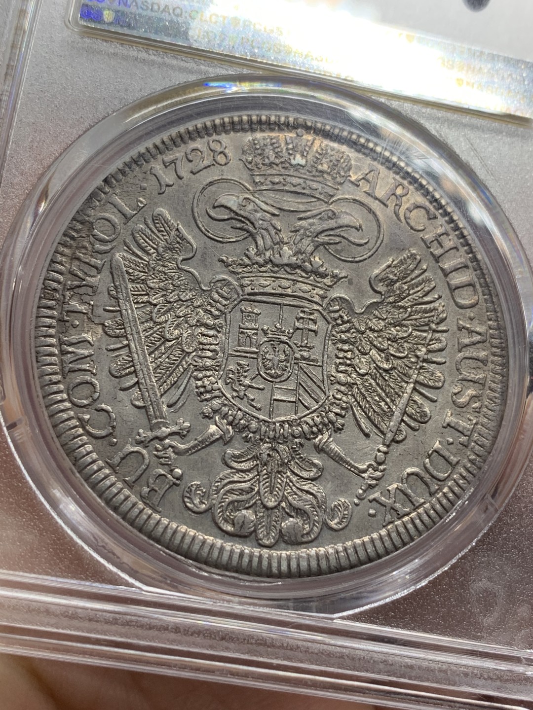 《竞宝斋》第113场-周日，周一 ，2场连拍（全场包邮） 难得亚军分 PCGS-MS61 神圣罗马帝国 1728年 大波浪 卡尔六世 1泰勒银币 一步到位收藏级品相