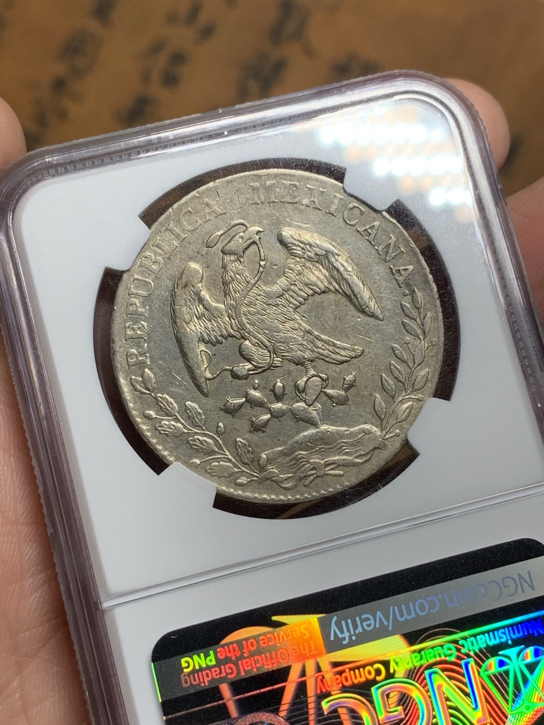 《竞宝斋》第113场-周日，周一 ，2场连拍（全场包邮） NGC-AU55 墨西哥 1892年鹰洋CA MM 8R大银币 漂亮的黄油光