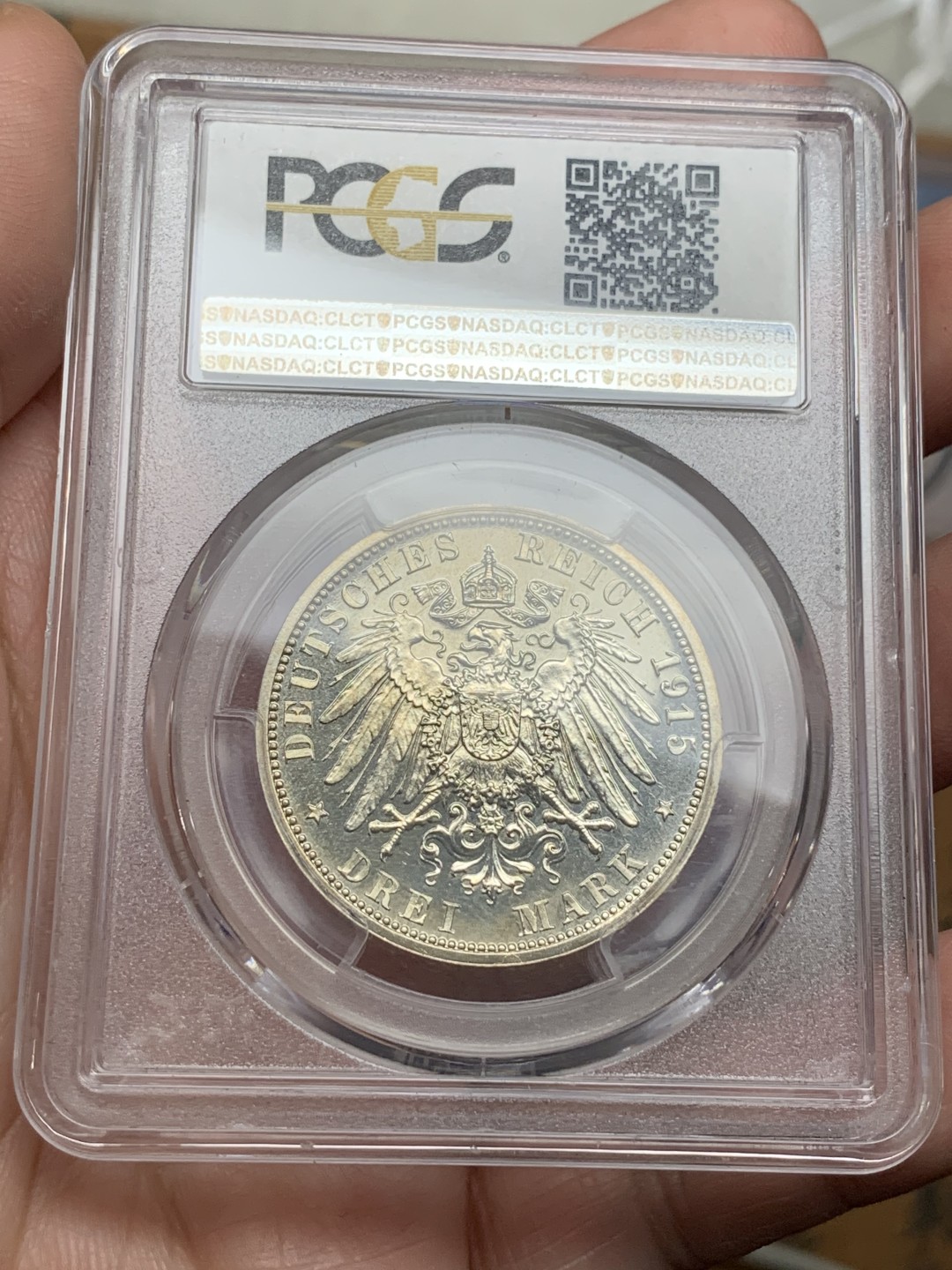 《竞宝斋》第113场-周日，周一 ，2场连拍（全场包邮） PCGS-PR63,德国1915年布伦瑞克-狼堡3马克精制银币，发行量稀少