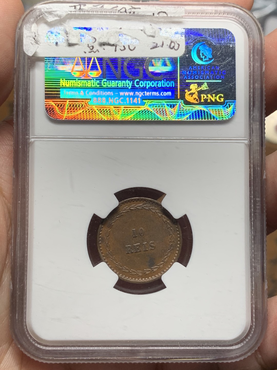 《竞宝斋》第113场-周日，周一 ，2场连拍（全场包邮） NGC MS62  葡属印度 1871年 10R 铜币 少见品种，MS更为难得