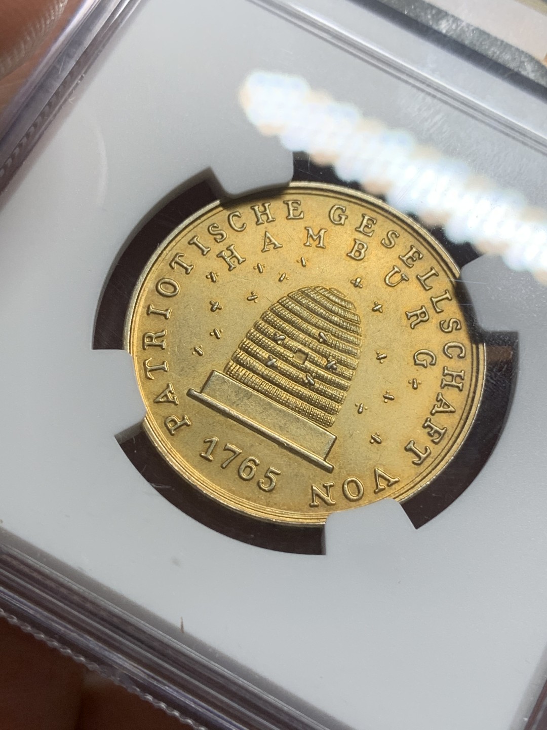 《竞宝斋》第113场-周日，周一 ，2场连拍（全场包邮） NGC MS63 德国 19世纪汉堡爱国者协会镀金 银章