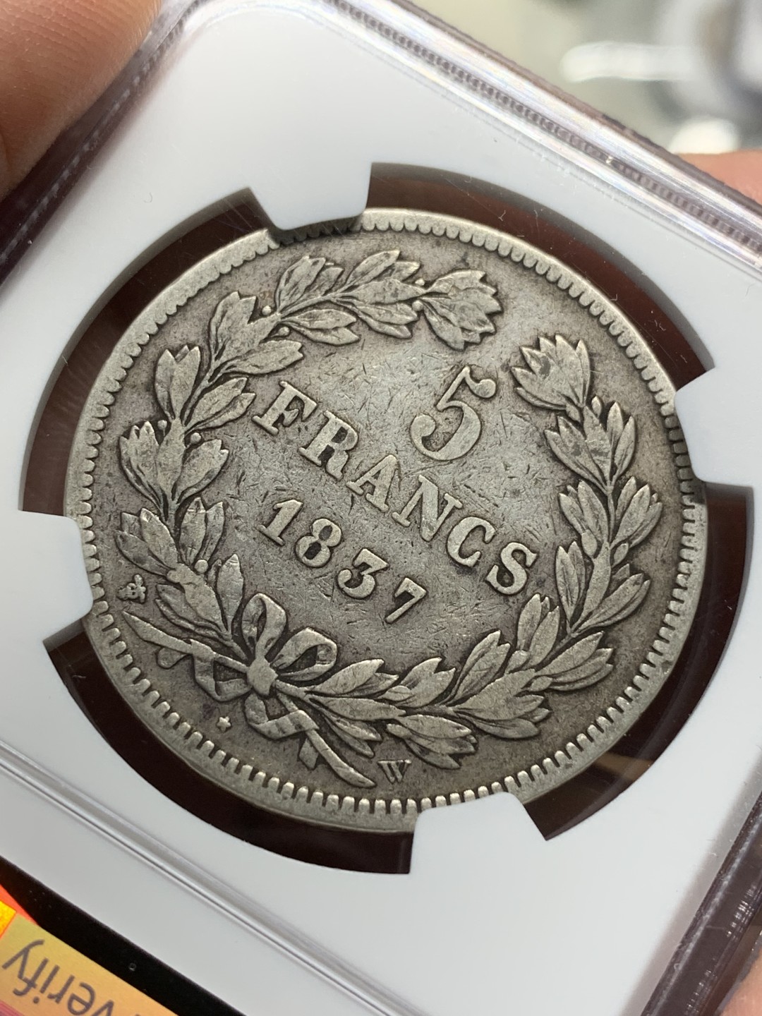 《竞宝斋》第113场-周日，周一 ，2场连拍（全场包邮） NGC-VF35 法国1837-W年 菲利普一世 5法郎大银币 原味老包浆