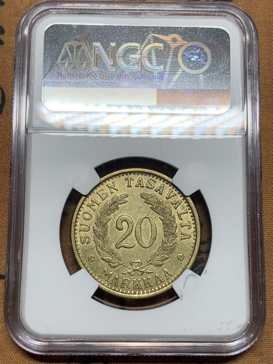 《竞宝斋》第113场-周日，周一 ，2场连拍（全场包邮） NGC-MS62 芬兰1939年 20马克铜币 稀少品种 早期的难得上MS