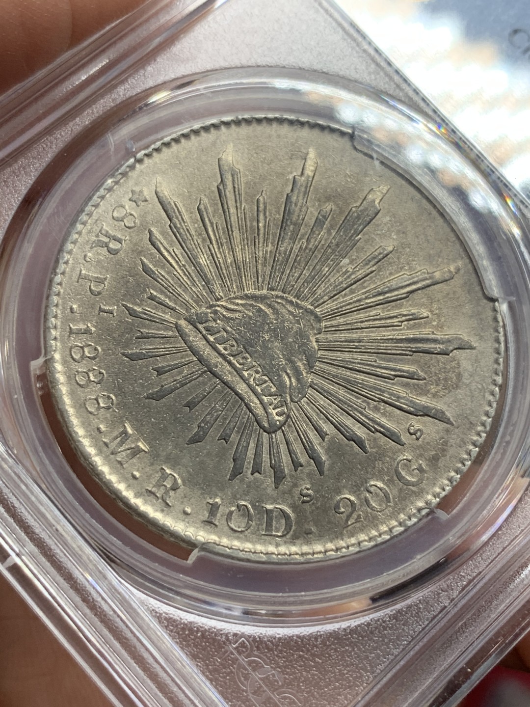 《竞宝斋》第113场-周日，周一 ，2场连拍（全场包邮） 墨西哥 1888年 PCGS AUD 圣路易斯波托西 PI MR版 发财年花边鹰洋