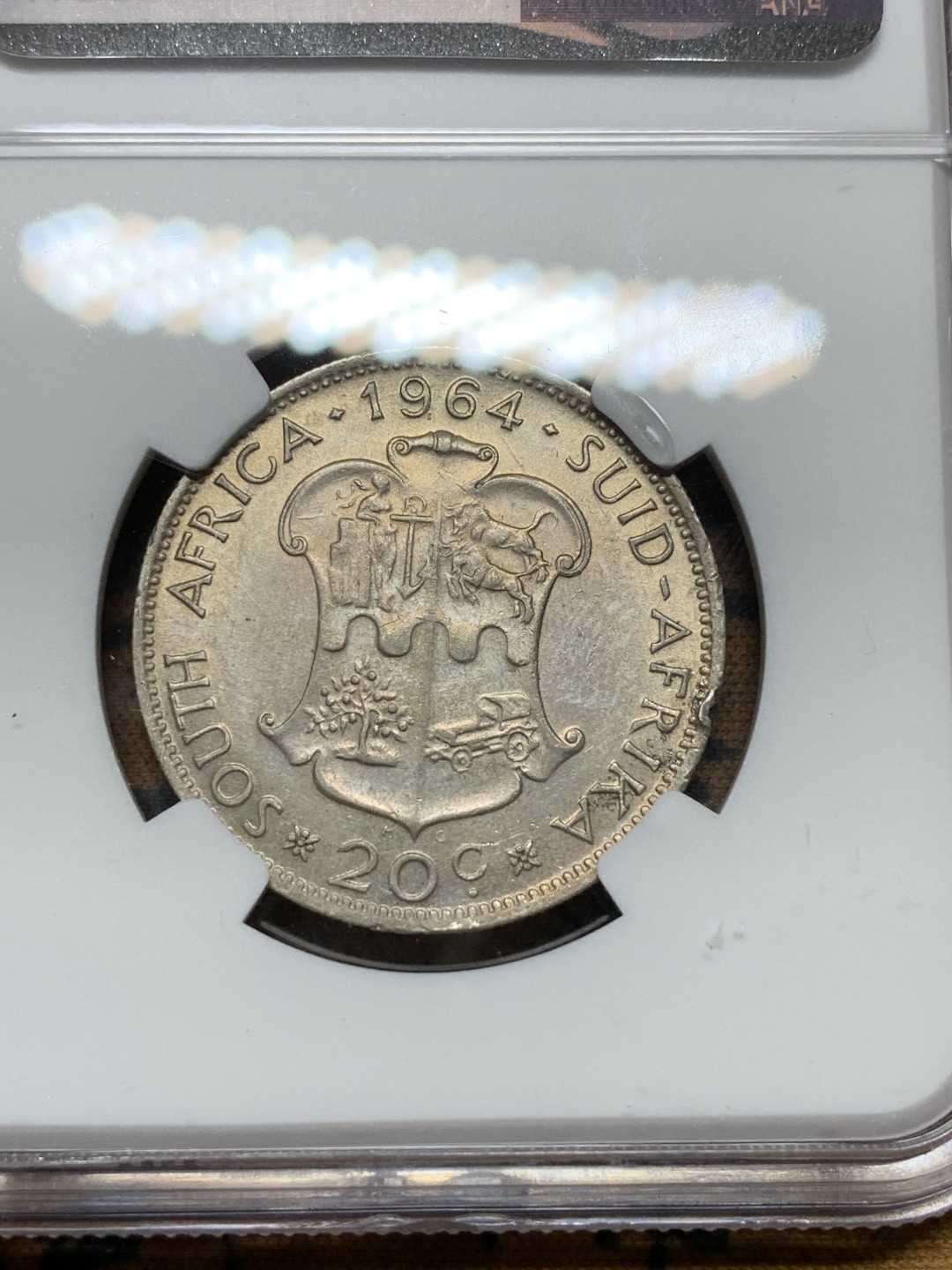 《竞宝斋》第113场-周日，周一 ，2场连拍（全场包邮） NGC UNC 1964年 南非20c银币