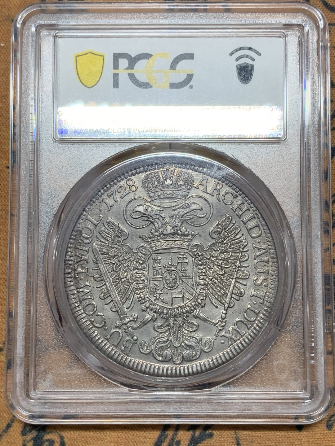 《竞宝斋》第113场-周日，周一 ，2场连拍（全场包邮） 难得亚军分 PCGS-MS61 神圣罗马帝国 1728年 大波浪 卡尔六世 1泰勒银币 一步到位收藏级品相