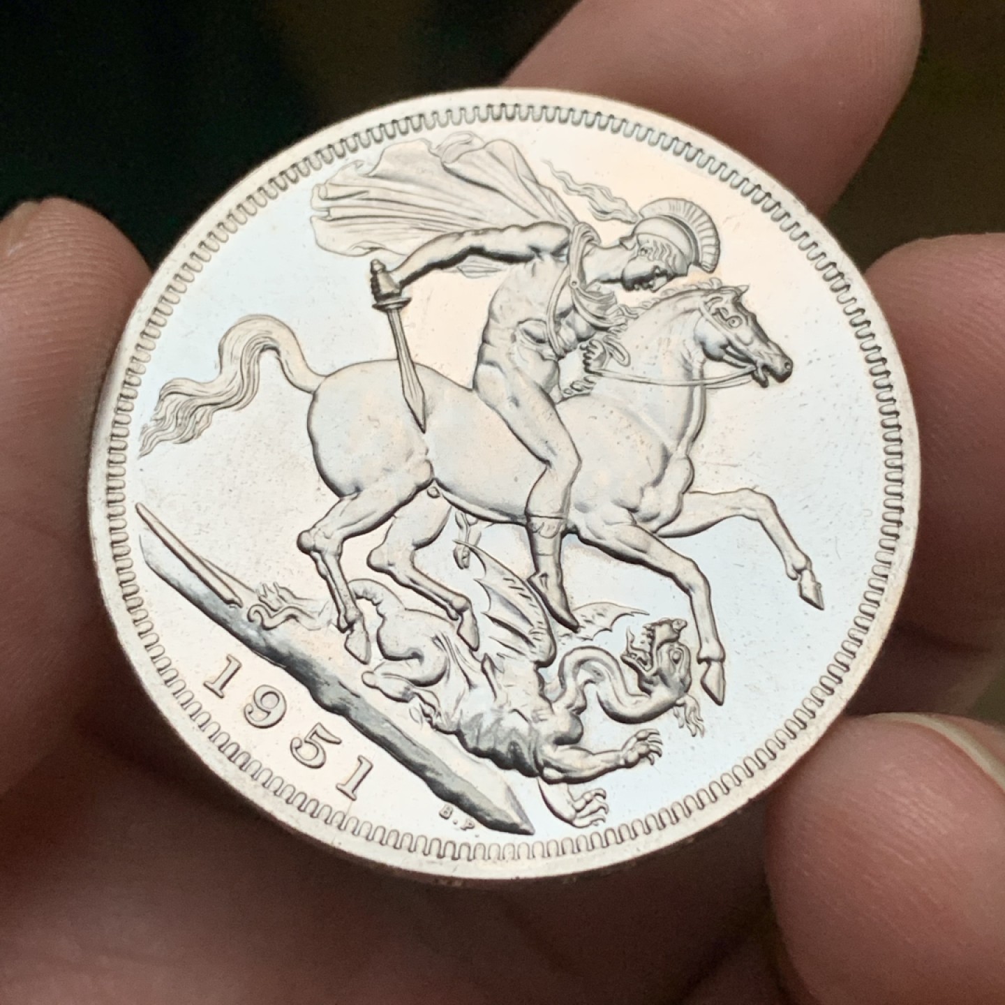 《竞宝斋》第113场-周日，周一 ，2场连拍（全场包邮） 英国 1951年 乔治六世 最后的马剑 克朗镍马剑 红盒带证书