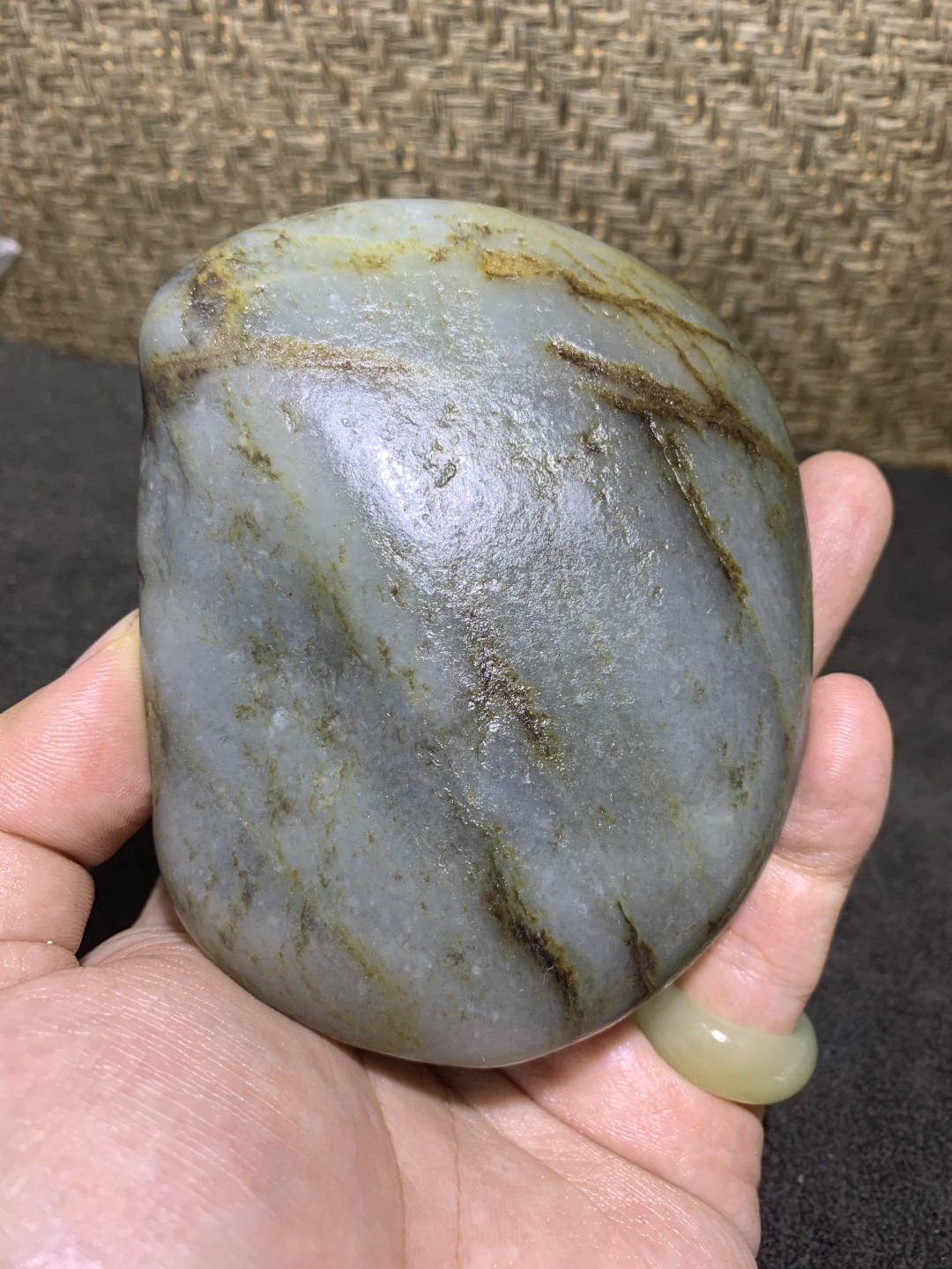 特色和田玉细肉青花独籽把件料独籽一颗