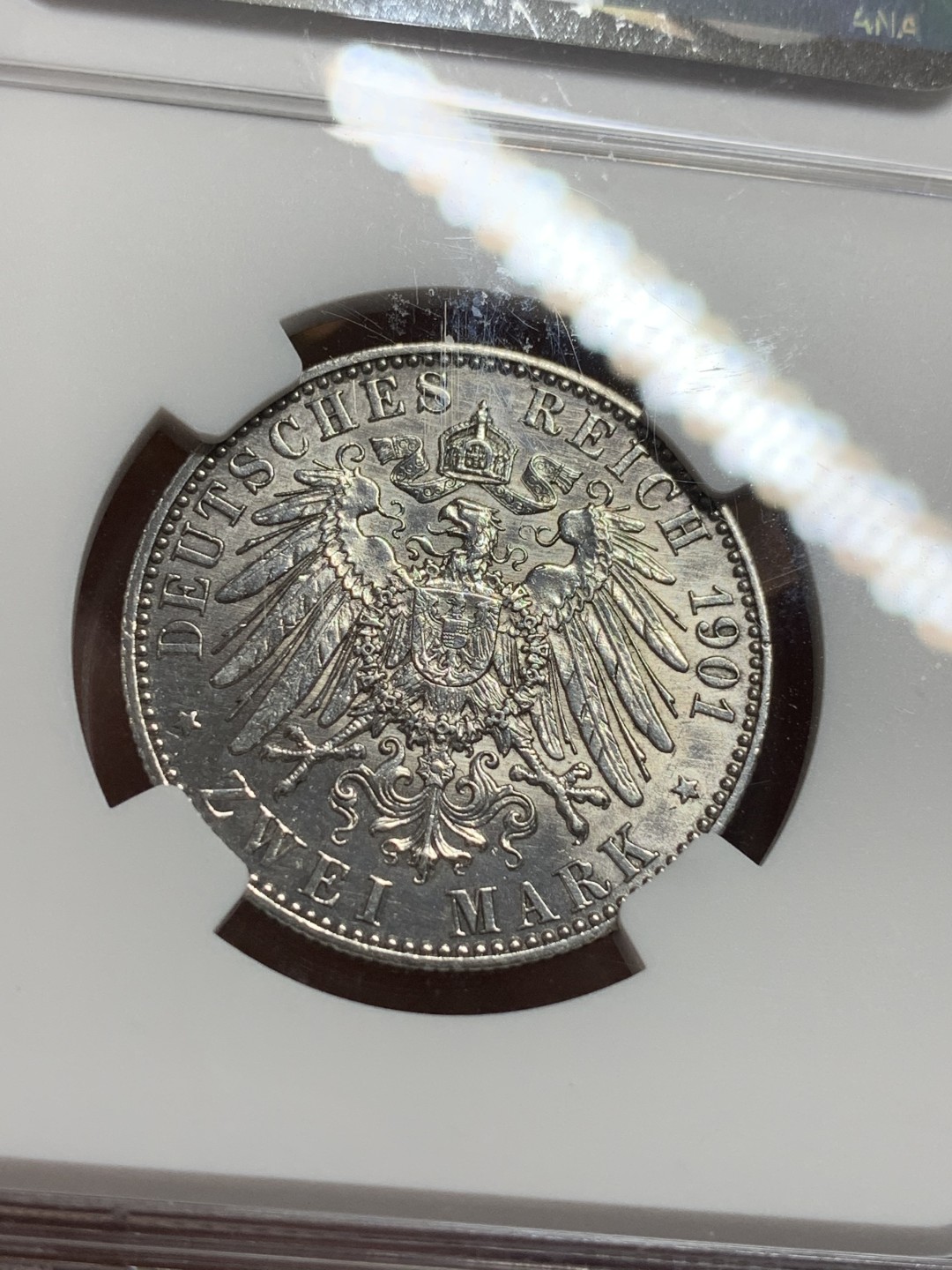 《竞宝斋》第113场-周日，周一 ，2场连拍（全场包邮） NGC UNC 1901年德国普鲁士2马克银币