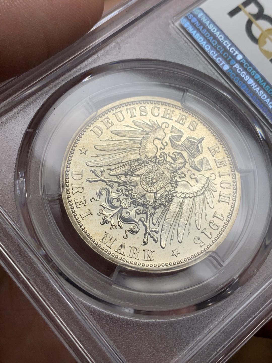 《竞宝斋》第113场-周日，周一 ，2场连拍（全场包邮） PCGS-PR63,德国1915年布伦瑞克-狼堡3马克精制银币，发行量稀少