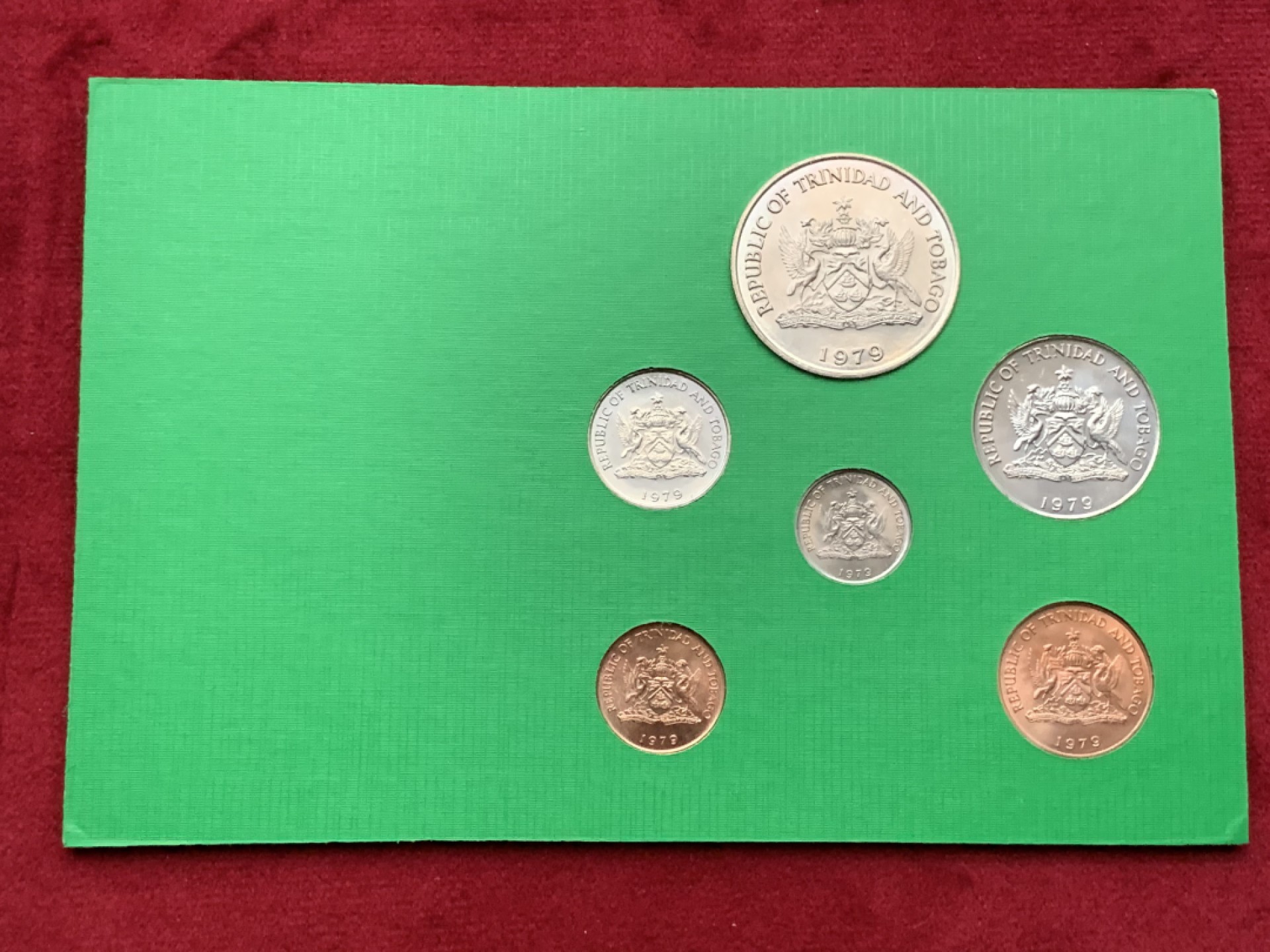 《竞宝斋》第113场-周日，周一 ，2场连拍（全场包邮） 特立尼达盒多巴哥 1979年6枚塑封套币 