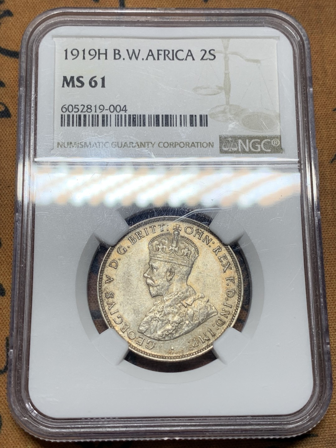 《竞宝斋》第113场-周日，周一 ，2场连拍（全场包邮） NGC-MS61 1919年英属西非2先令银币 不太常见的品种，黄油光MS品