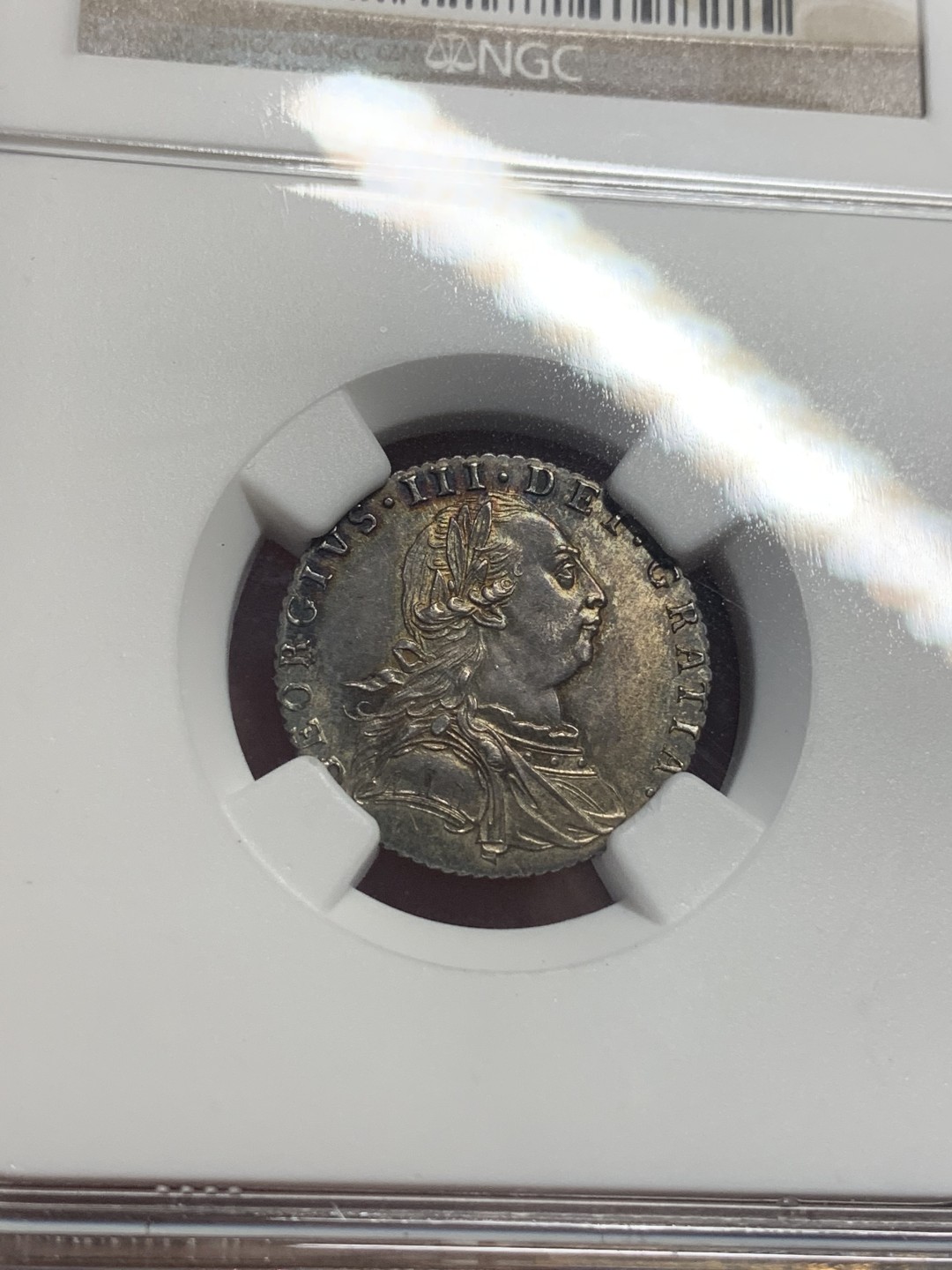 《竞宝斋》第113场-周日，周一 ，2场连拍（全场包邮） NGC MS64 英国乔三 1787 6便士 无心版 高分稀少品种