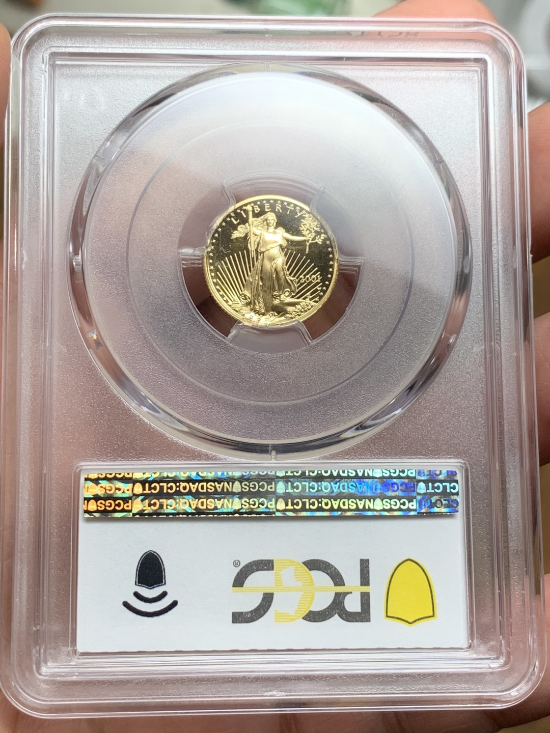 《竞宝斋》第113场-周日，周一 ，2场连拍（全场包邮） PCGS PR70DCAM 2001-W 美国 精制双鹰5美元金币 完美冠军分 PCGS价格指南3706元