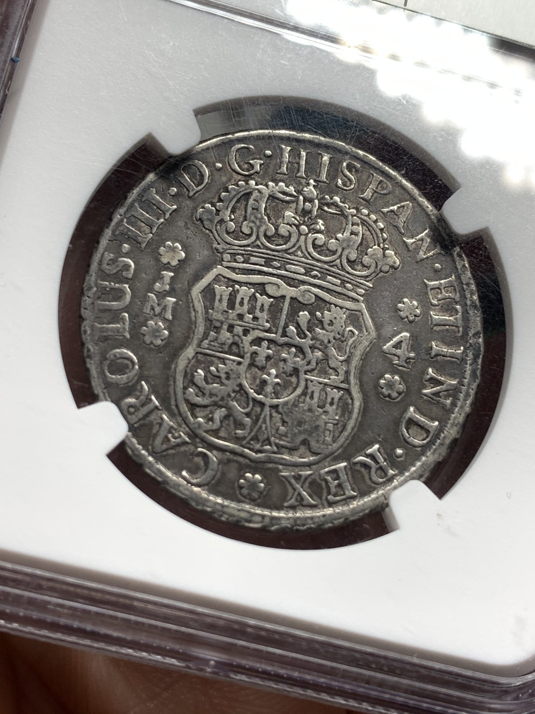 《竞宝斋》第113场-周日，周一 ，2场连拍（全场包邮） 季军分 NGC VF25 秘鲁 1772年 双柱 4R地球银币 真正的末年地球 原味包浆 正反打制的都不错 书价 上去只有1枚EF45，1枚AU50,这枚来自HA 费用总的1080美元到手，可与不可求的品种