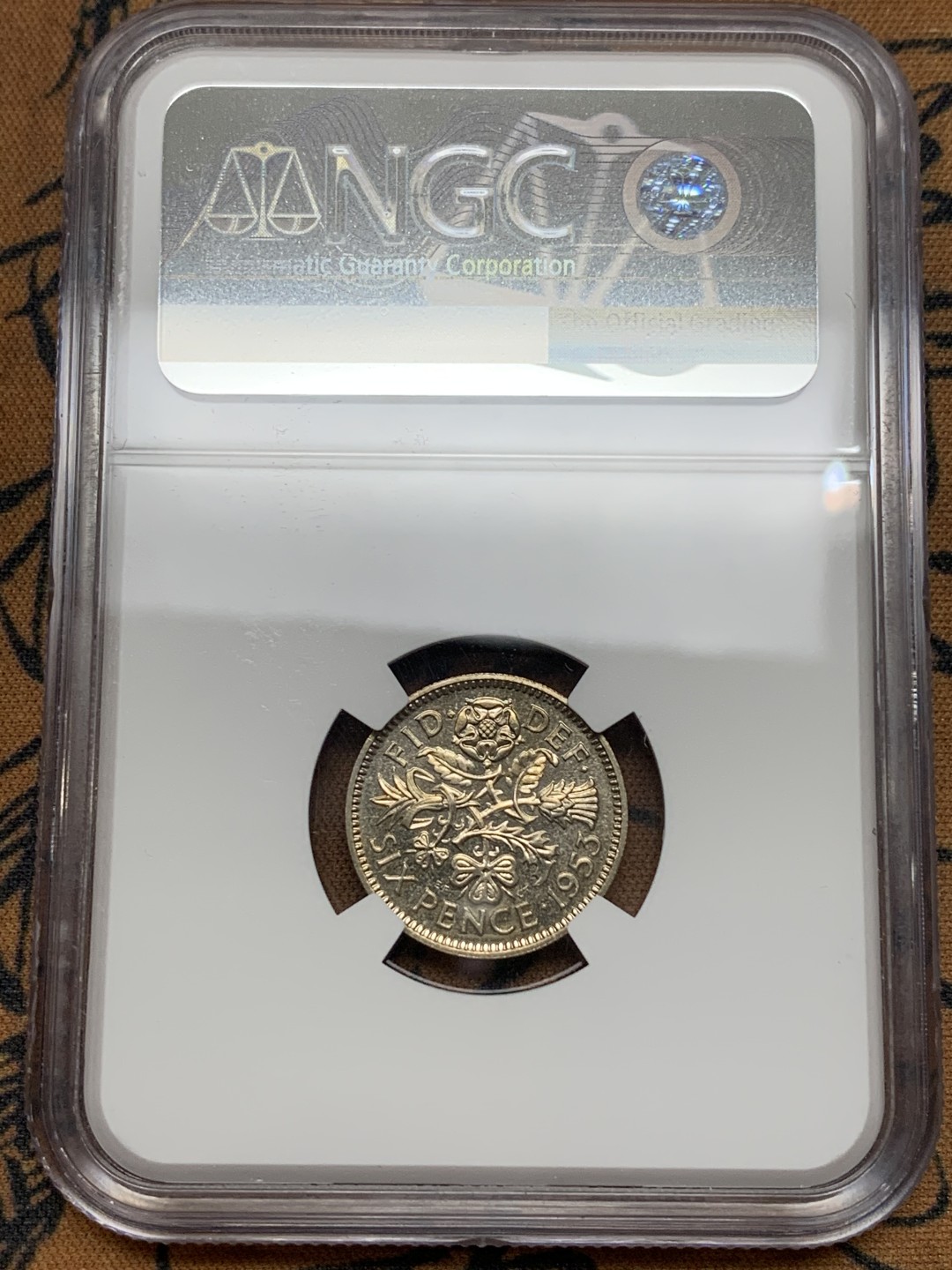 《竞宝斋》第113场-周日，周一 ，2场连拍（全场包邮） NGC PF63 1953英国伊丽莎白加冕首年精制6便士，PF63