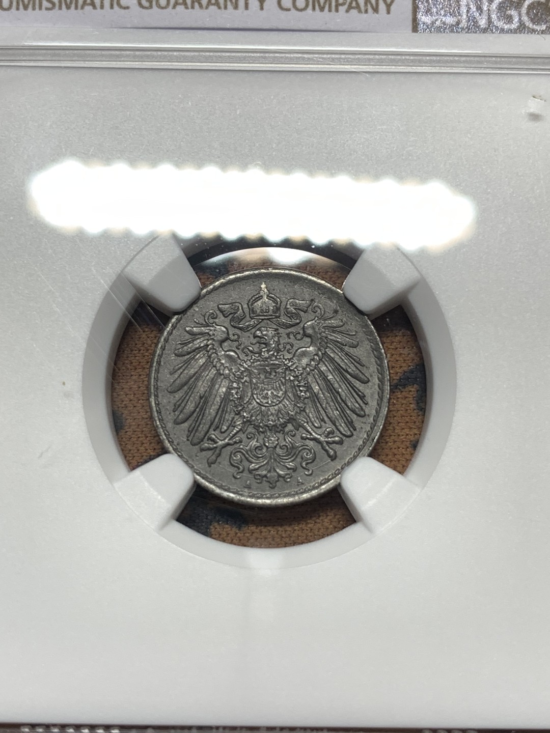 《竞宝斋》第113场-周日，周一 ，2场连拍（全场包邮） NGC-MS62冠军分 德国德意志第二帝国1919年5芬尼铁币 配套必备 铁币好品少