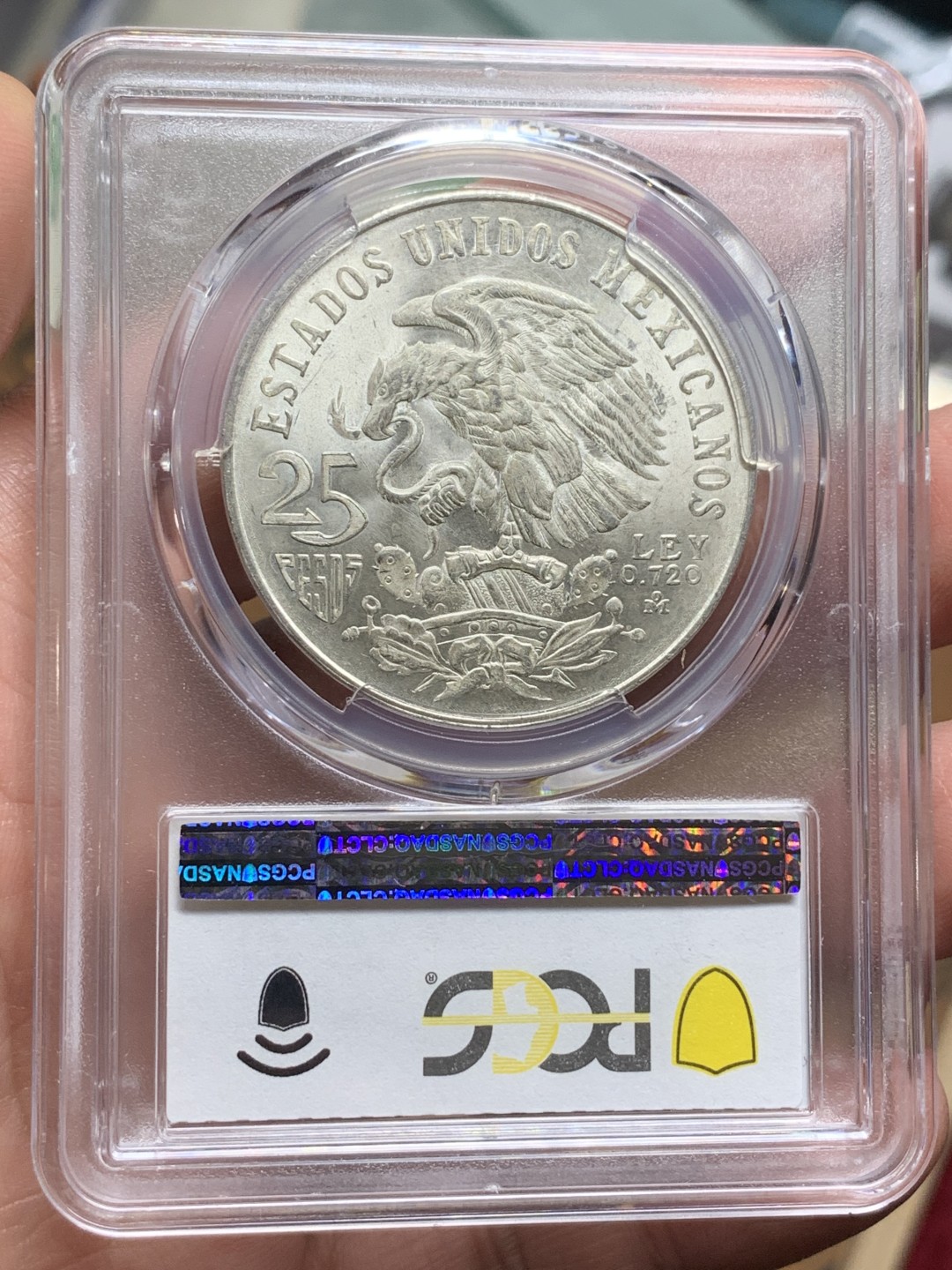 《竞宝斋》第113场-周日，周一 ，2场连拍（全场包邮） PCGS MS64 墨西哥1968年奥运会纪念25比索大银币