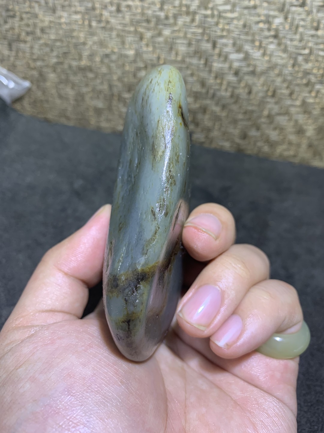 特色和田玉细肉青花独籽把件料独籽一颗