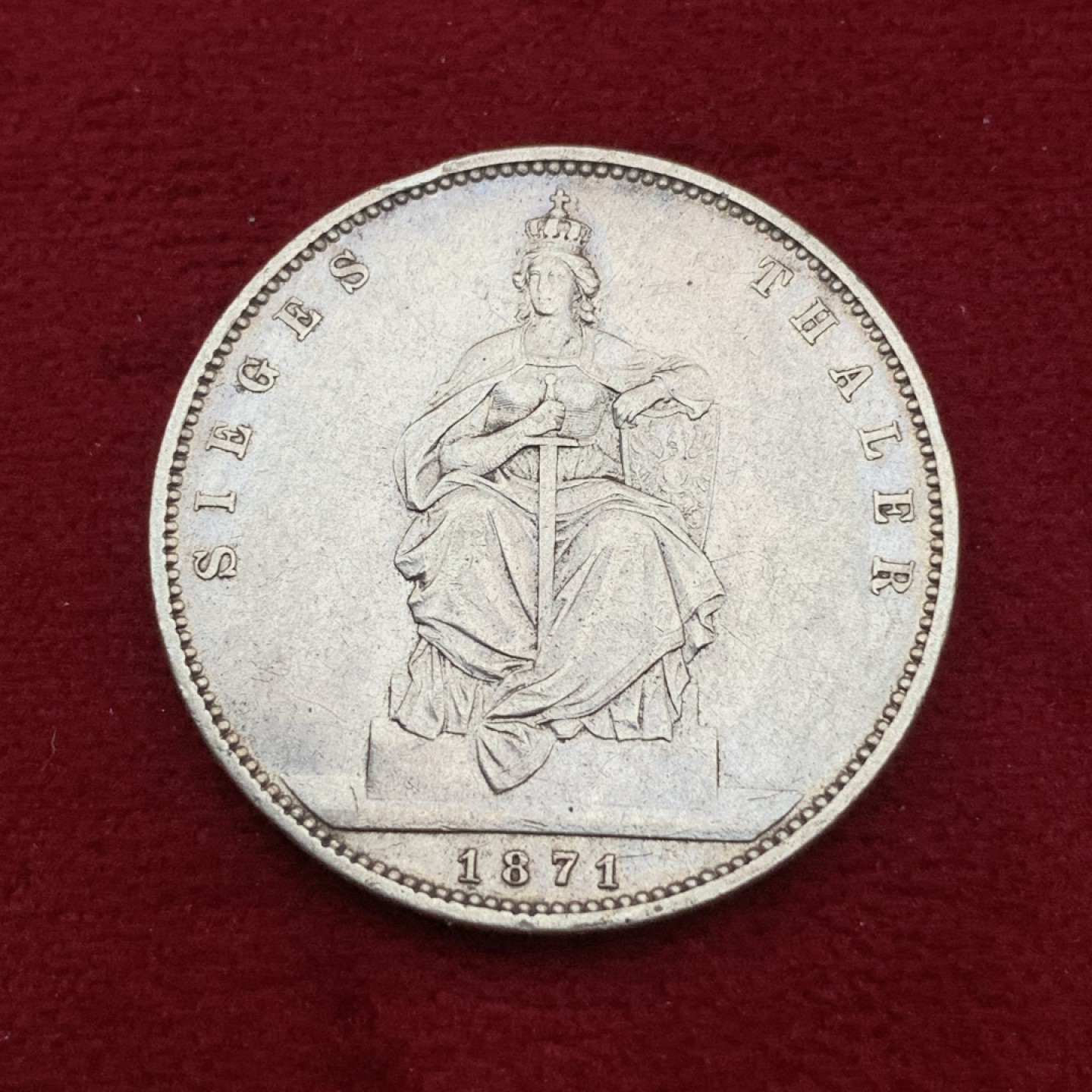 《竞宝斋》第113场-周日，周一 ，2场连拍（全场包邮） 1871年 德国 普鲁士胜利泰勒，银币