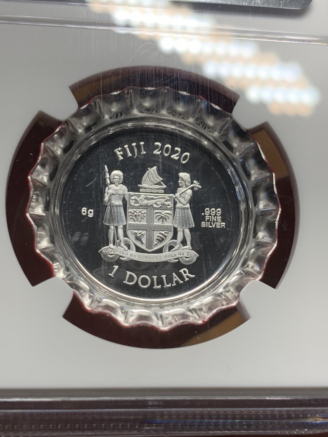 《竞宝斋》第113场-周日，周一 ，2场连拍（全场包邮） NGC PF69UC 2020 斐济可口可乐 瓶盖精制银币 情人节标签 比较有意义