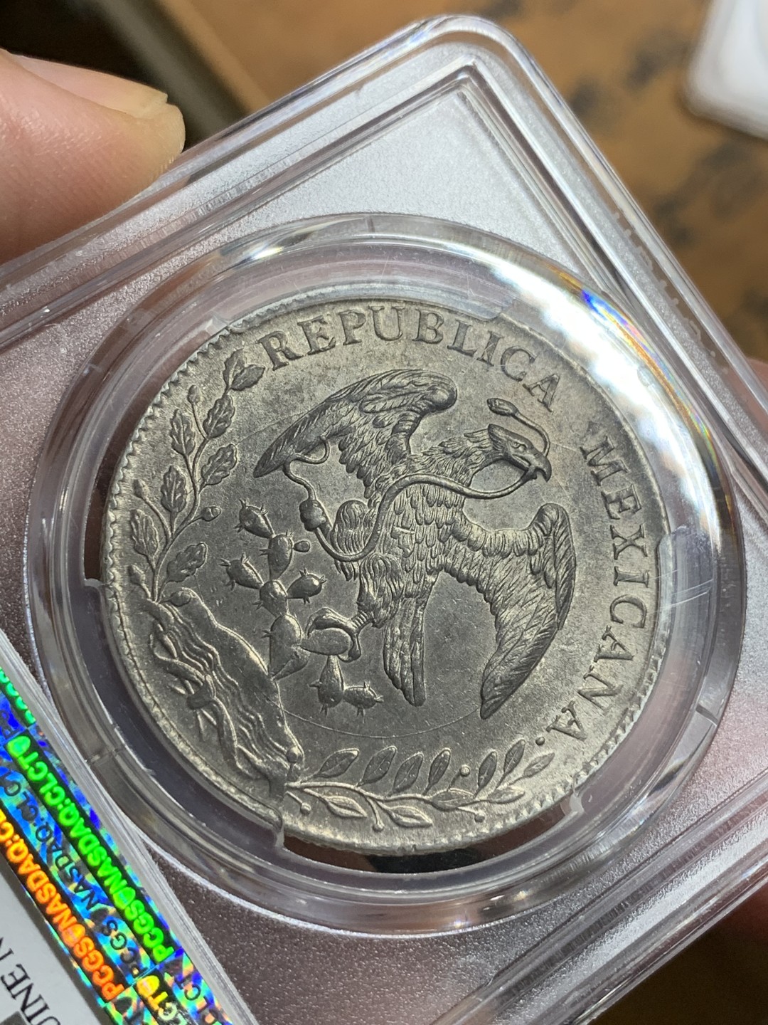 《竞宝斋》第113场-周日，周一 ，2场连拍（全场包邮） 墨西哥 1888年 PCGS AUD 圣路易斯波托西 PI MR版 发财年花边鹰洋